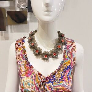 Vintage J. Crew 3D Floral Lucite/ Acrylic Cluster Statement Collar Necklace NWOT